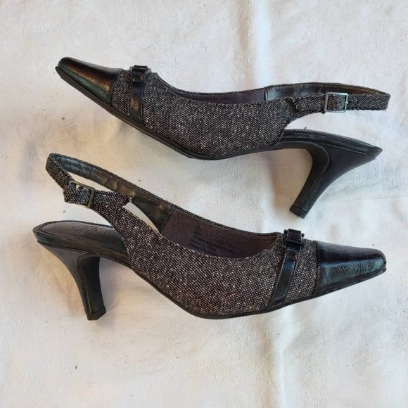 Size 8 sling back tweed pumps - Picture 3 of 6